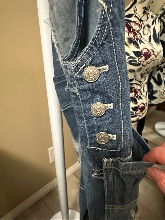 Free People Patchwork Denim crossover Overalls - Blue - Picture 3 of 8